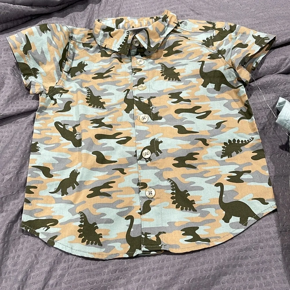 4 Piece 2 Matching sets Dinosaur Print Boy 12 M